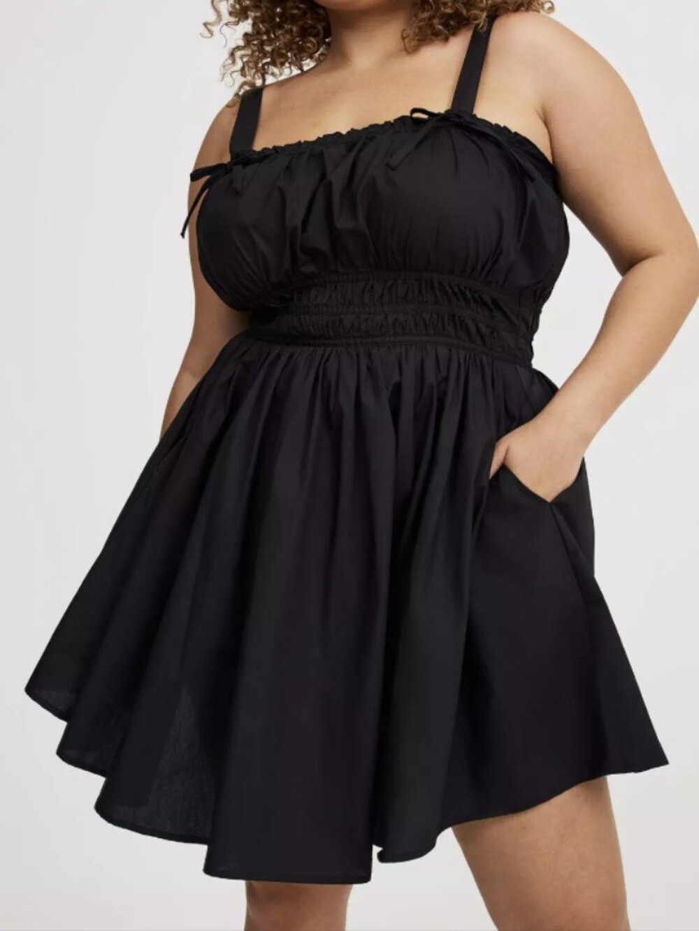 TORRID DEEP BLACK MINI POPLIN SIDE CUTOUT DRESS 2 2X 18 20 NWOT